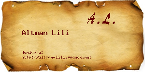 Altman Lili névjegykártya